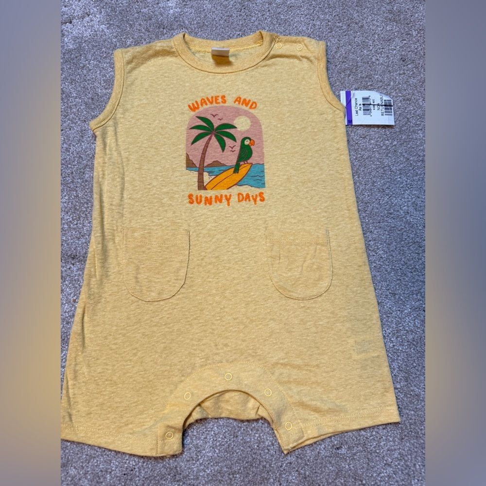 Tucker + Tate Yellow Bodysuit with Tropical Print
